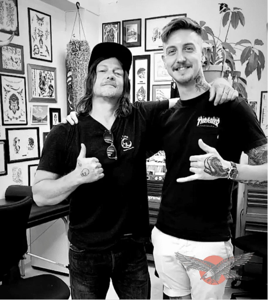 Norman Reedus, actor from The Walking Dead, visits Tattoo Machine Studio, Wellington